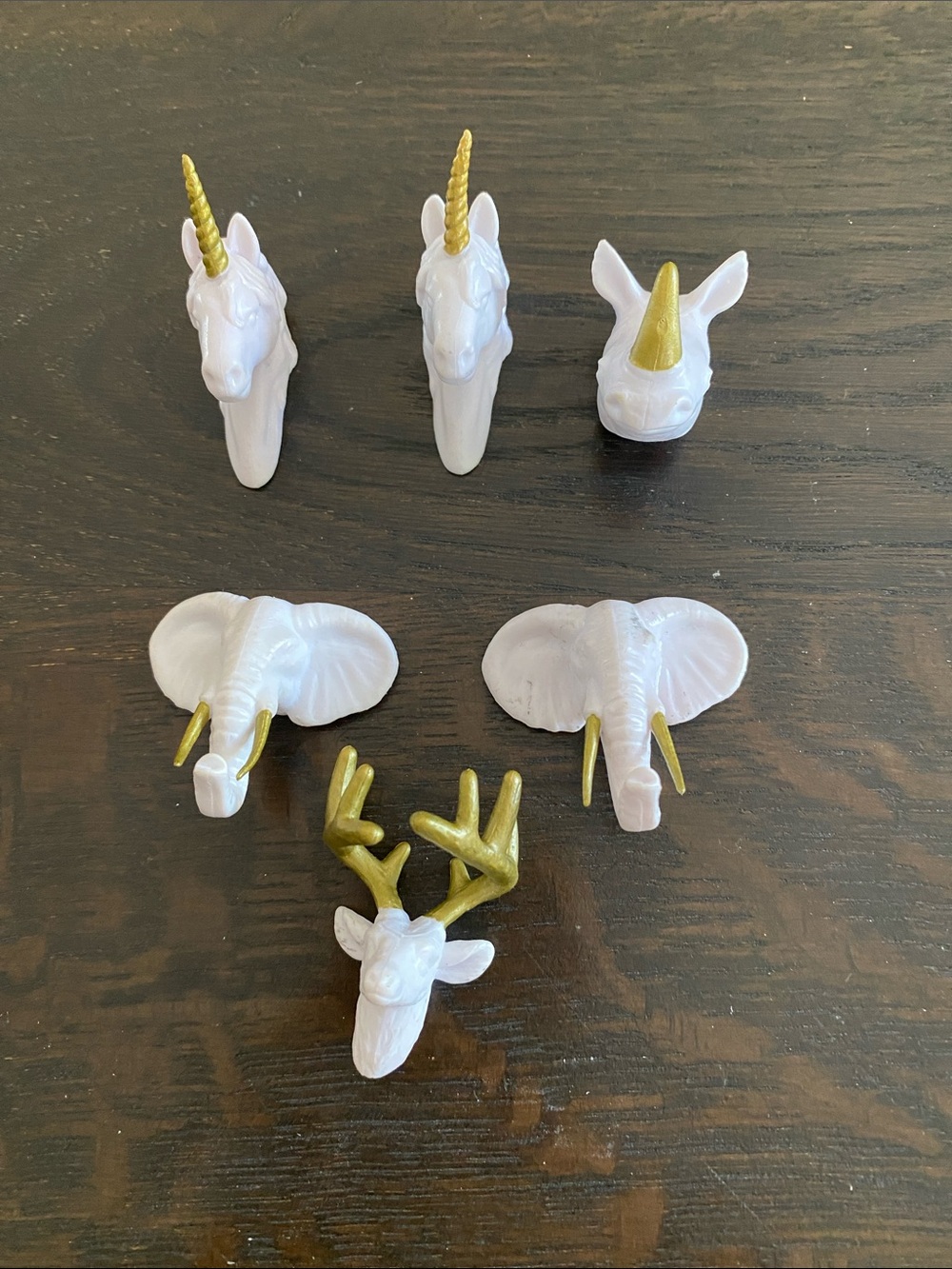 Animal Head Magnets - White with gold